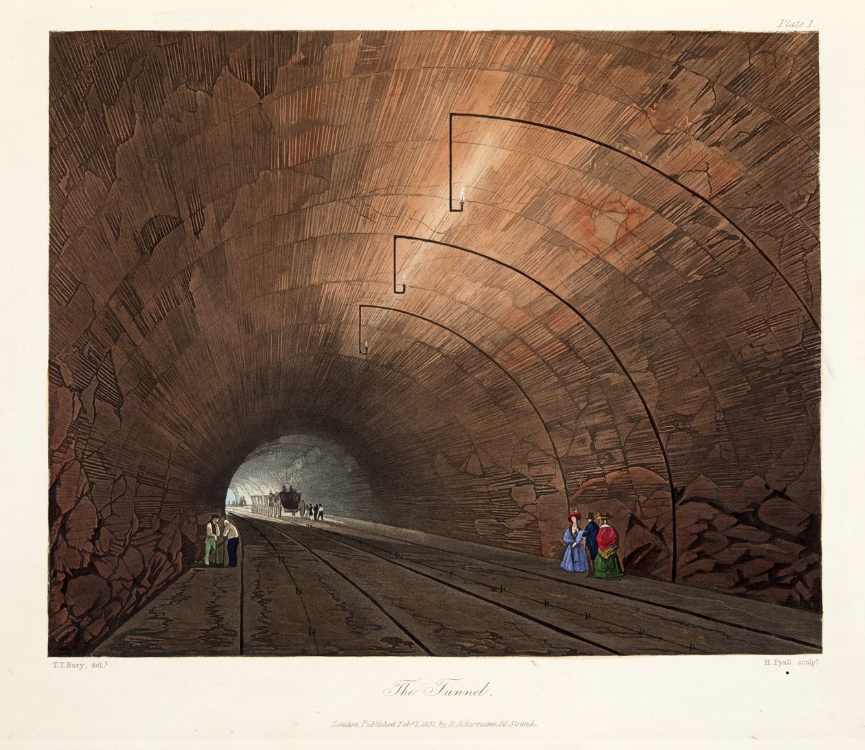 Tunneln, 1831 (handkolorerad gravyr) av Thomas Talbot Bury