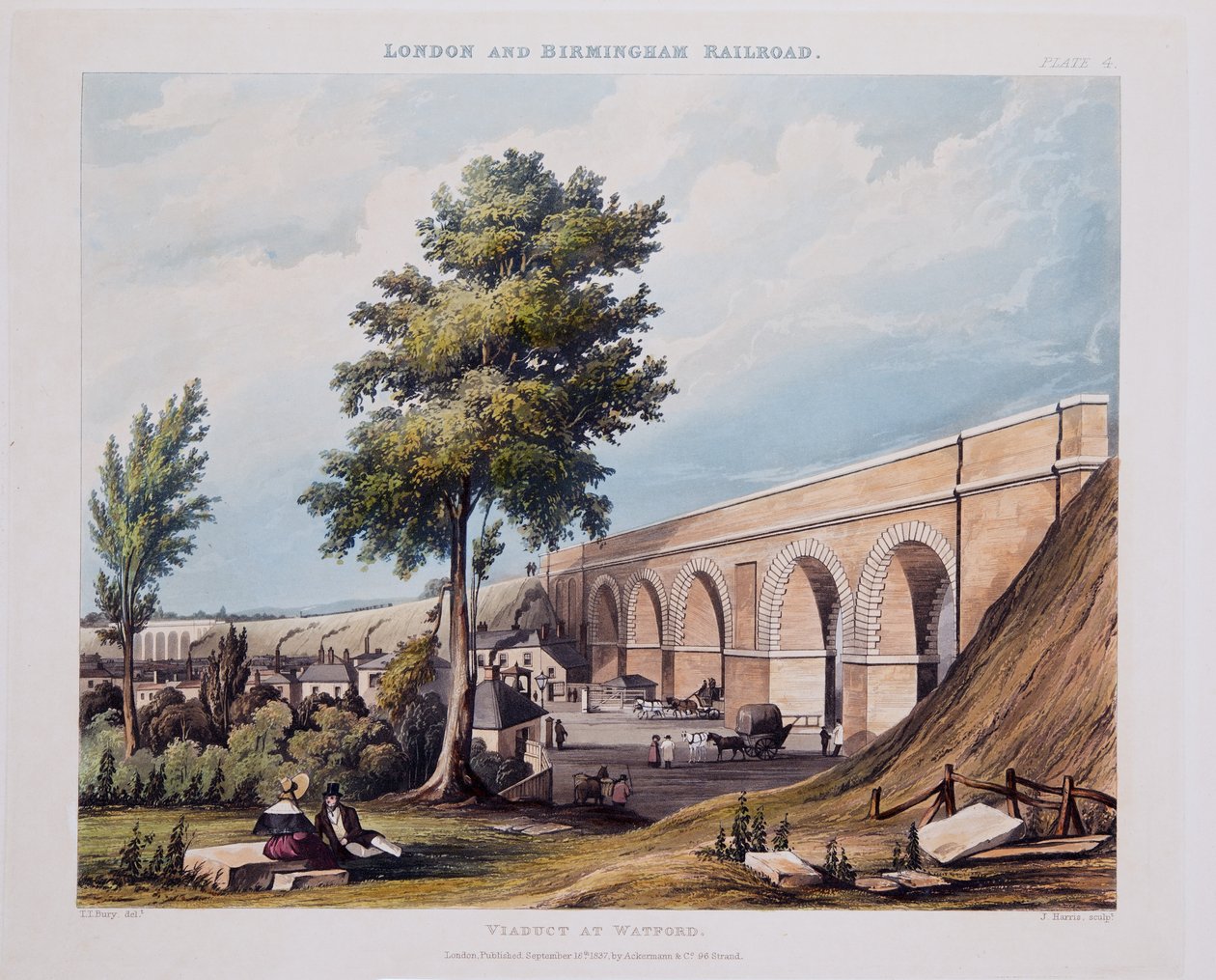 Viadukt i Watford, 1837 (handfärgad gravyr) av Thomas Talbot Bury