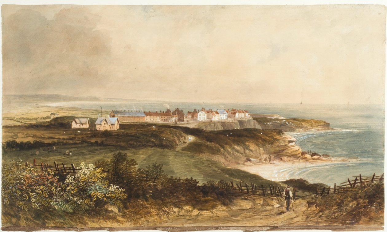 Cullercoats (kroppsfärg, penna & wc på papper) av Thomas Thorpe