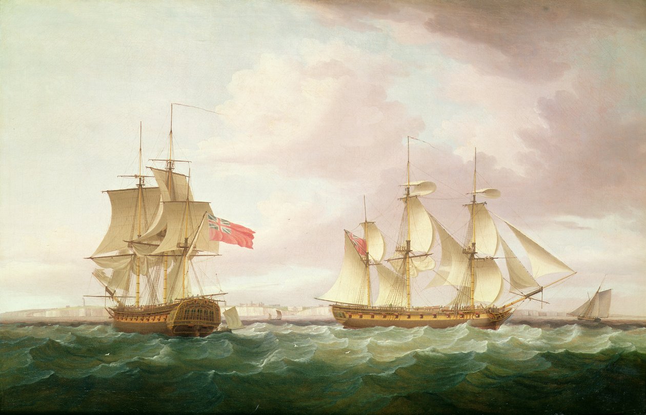 Brittiska fregatter utanför Dover av Thomas Whitcombe