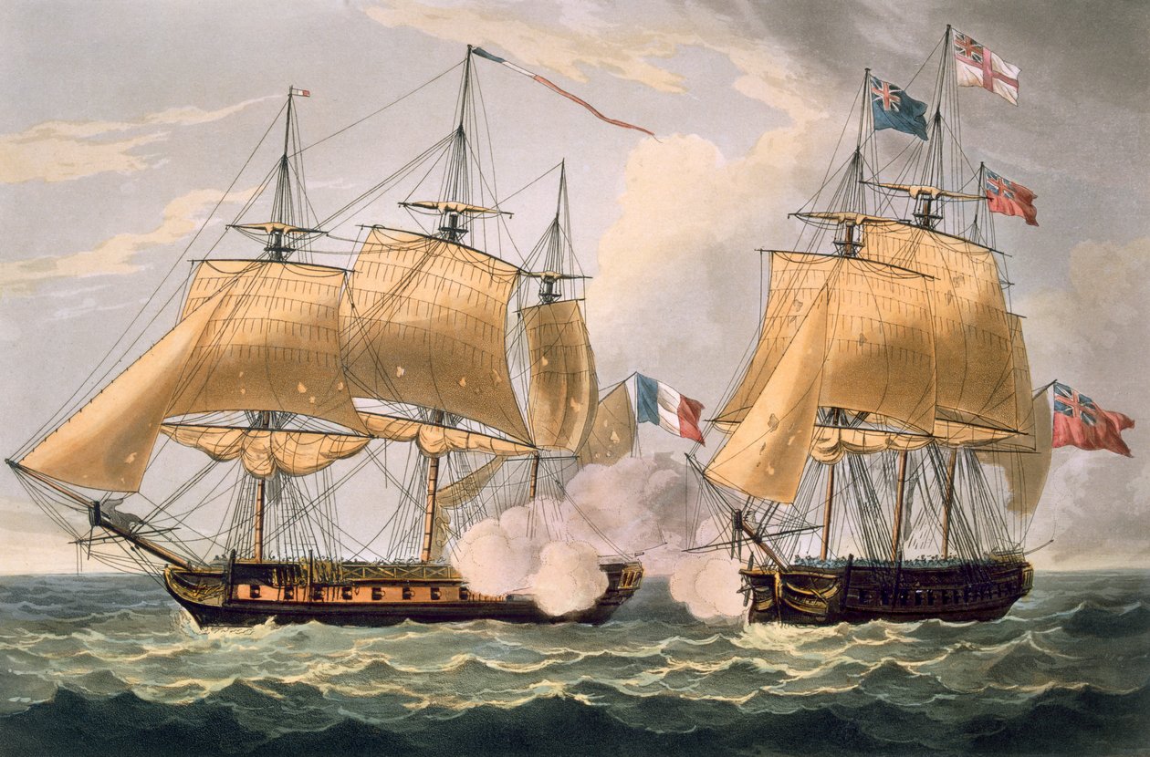 The Capture of La Clorinde, 26 februari 1814, graverad av Thomas Sutherland för J. Jenkins 