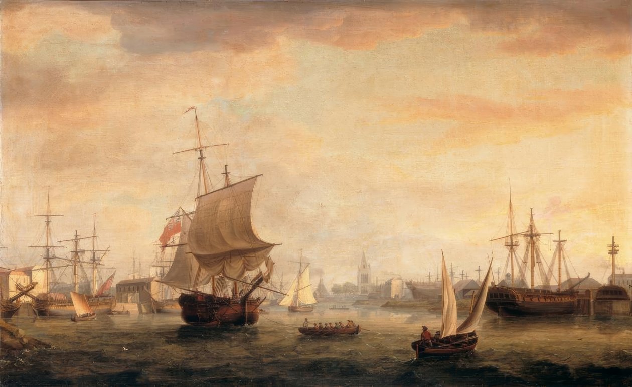Utsikt över Bristol Dock och Quay av Thomas Whitcombe