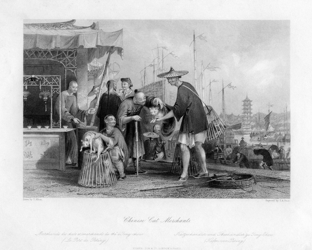 Kinesiska katthandlare, 1800-talet. av Thomas Abel Prior