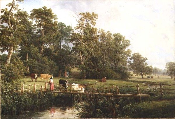 En rustik bro, Stoneleigh Park av Thomas Baker