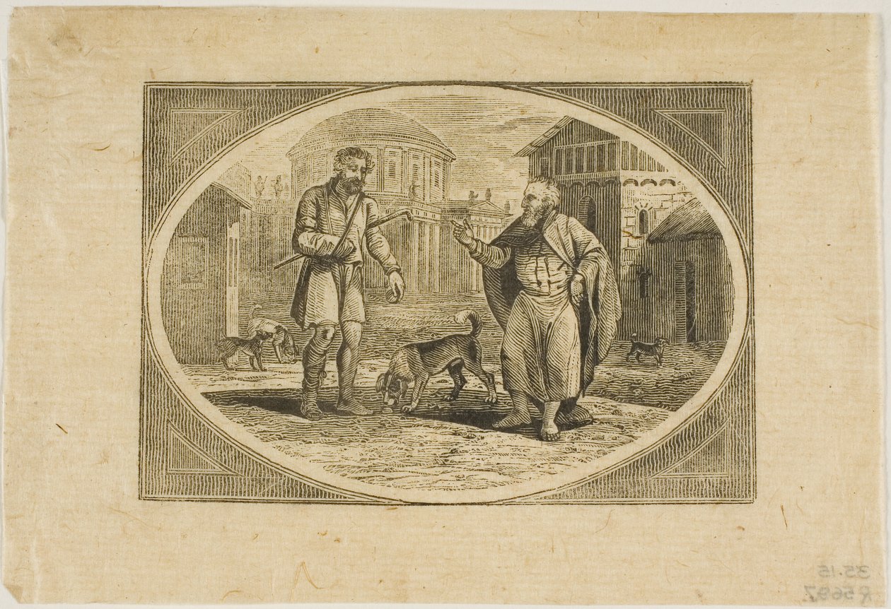 Fabel: En man biten av en hund av Thomas Bewick