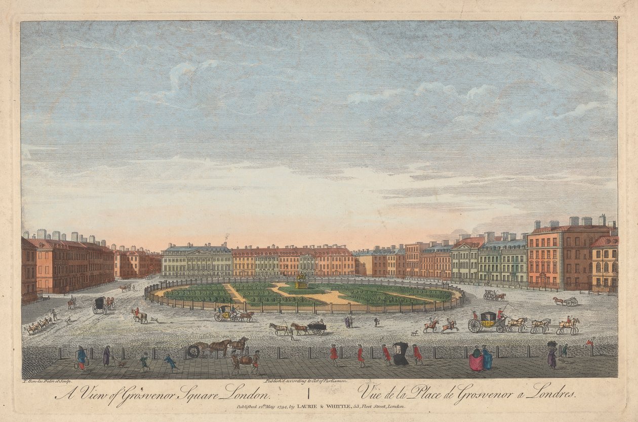 Utsikt över Grosvenor Square, London av Thomas Bowles