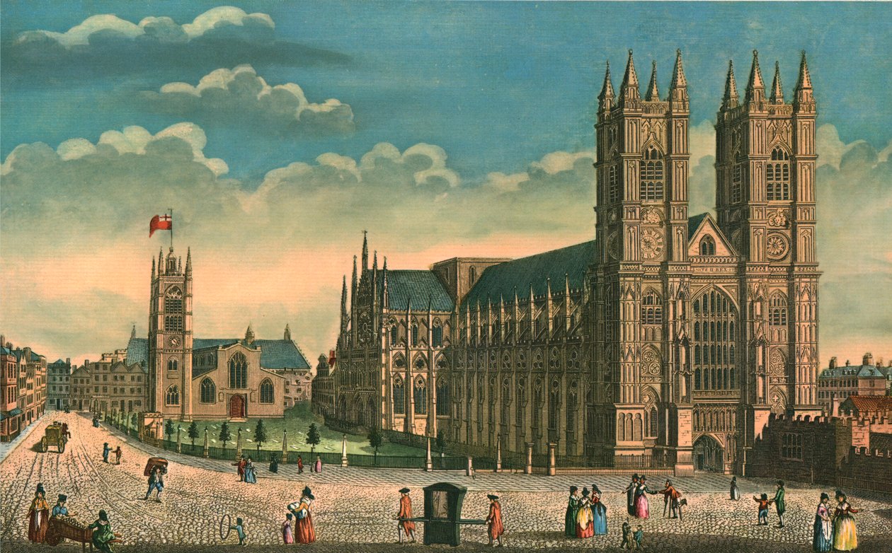 Westminster Abbey och St Margarets Church, c1793. av Thomas Bowles