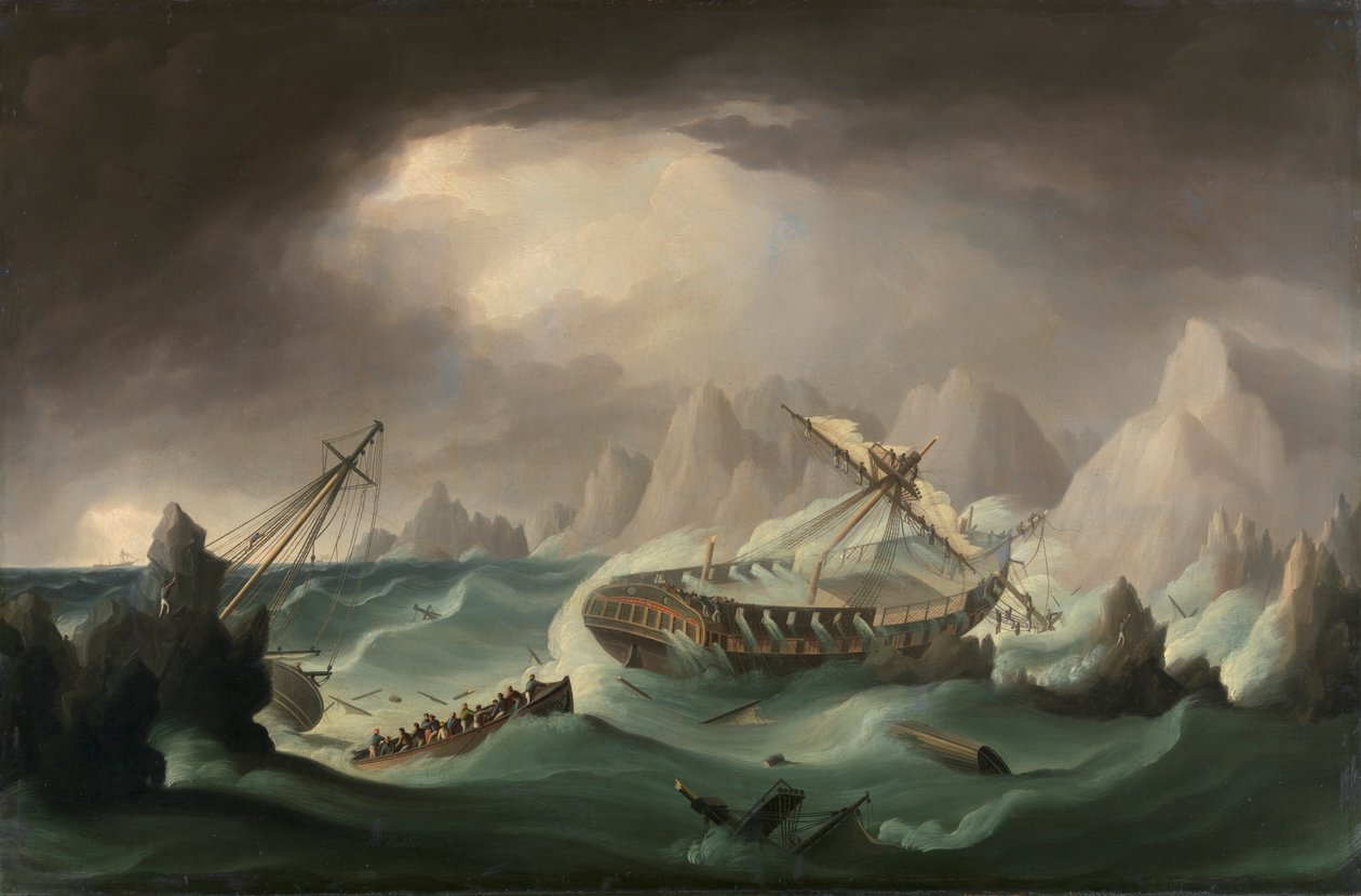 Skeppsbrott utanför en klippkust av Thomas Buttersworth