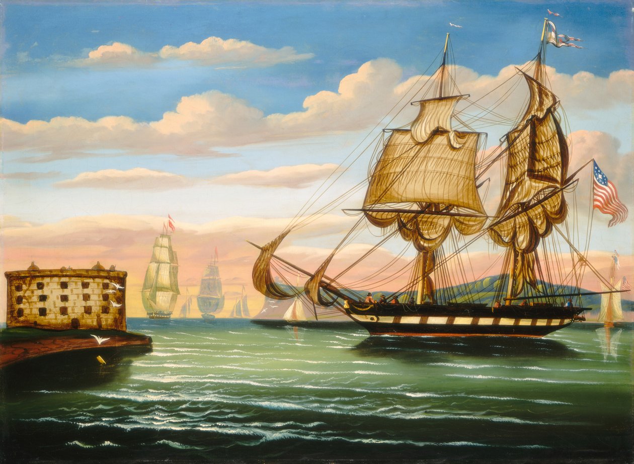 Bay of New York, solnedgång av Thomas Chambers