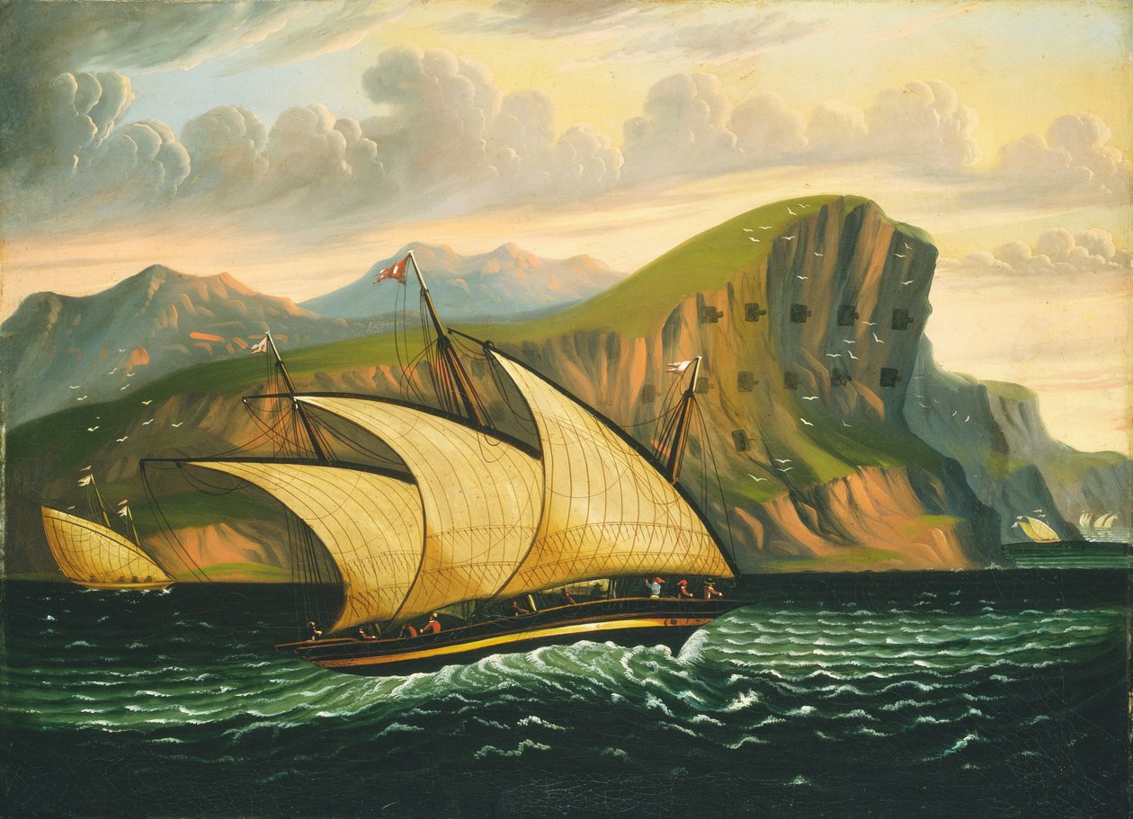 Felucca utanför Gibraltar av Thomas Chambers