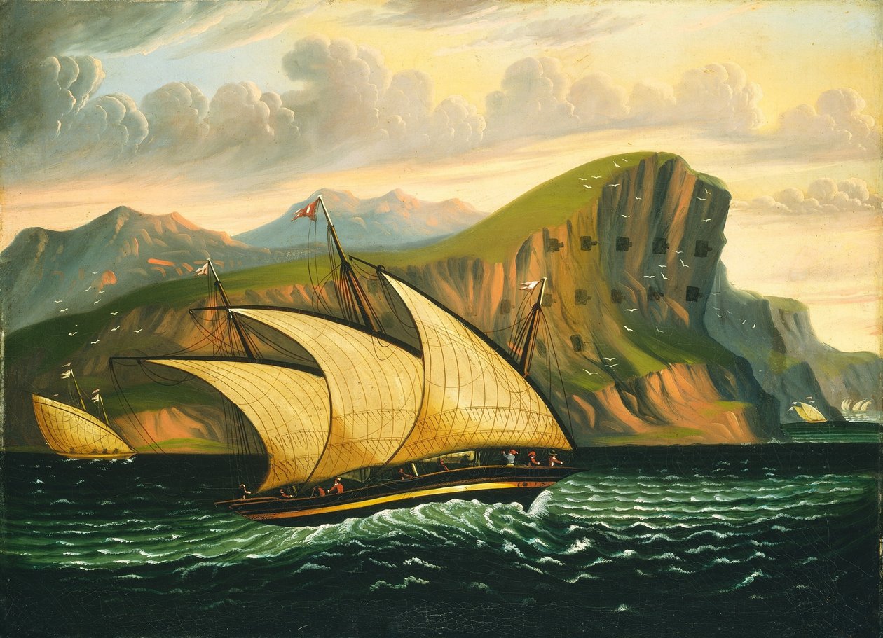 Felucca utanför Gibraltar av Thomas Chambers