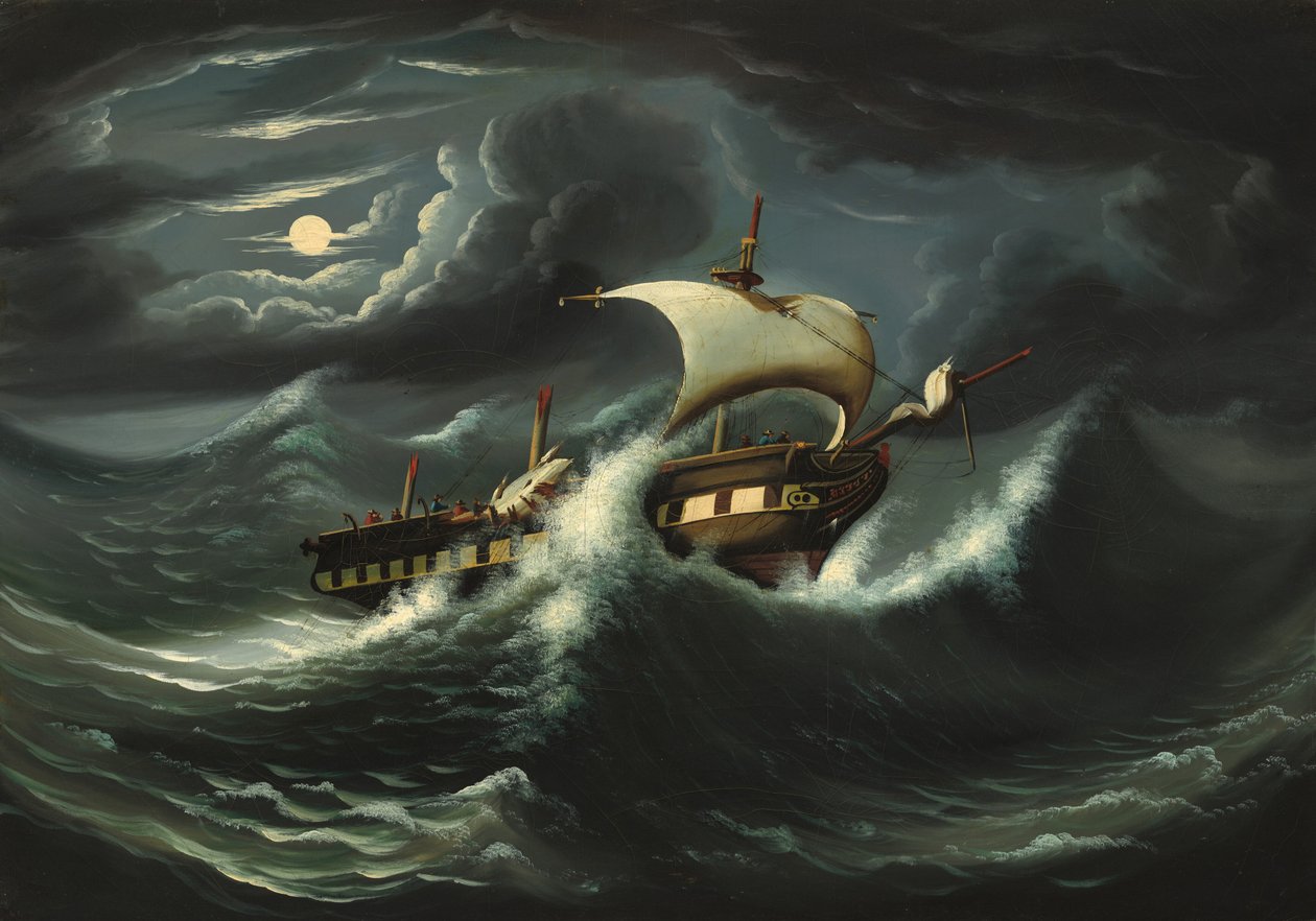 Stormkastad fregatt, mitten av 1800-talet. av Thomas Chambers