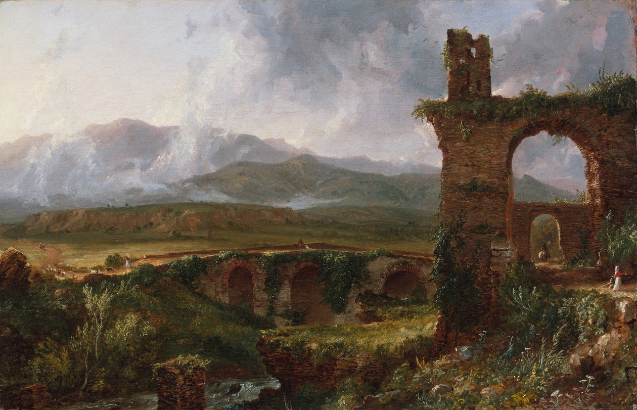 En utsikt nära Tivoli (morgon) av Thomas Cole