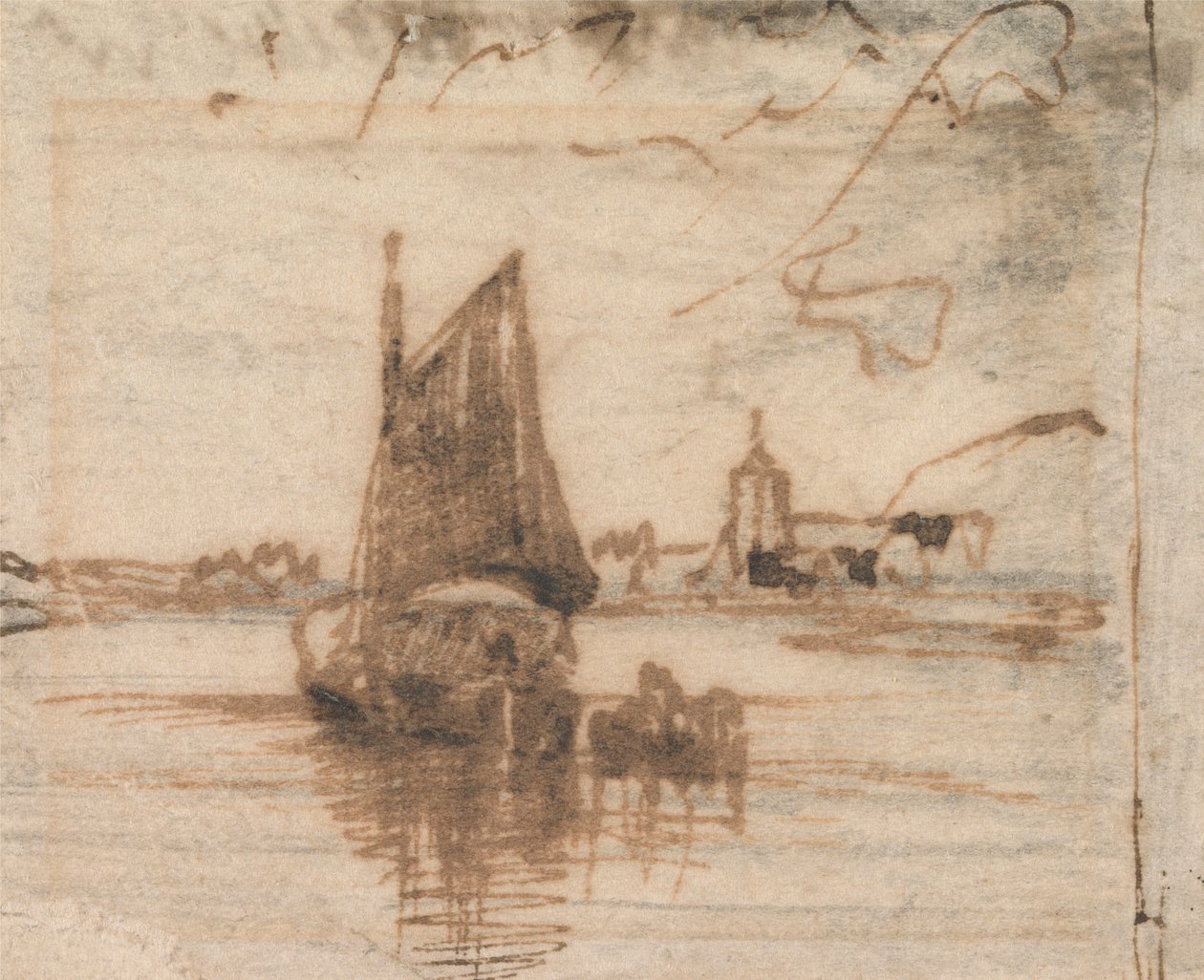 En segelbåt lugnade av Thomas Creswick