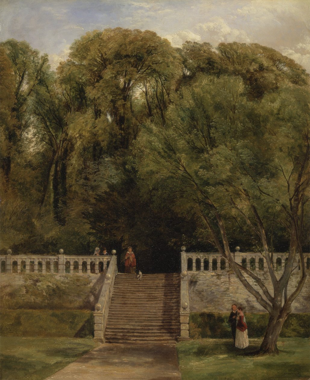 På terrassen i Haddon Hall, Derbyshire av Thomas Creswick