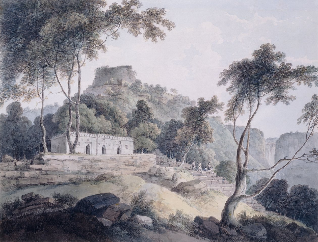 Rajghat, Rohtasgarh, Bihar, av Thomas Daniell