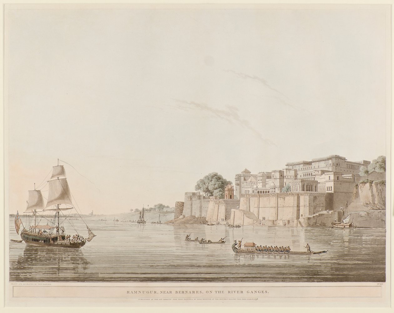 Ramnagar, nära Benares, vid floden Ganges av Thomas Daniell