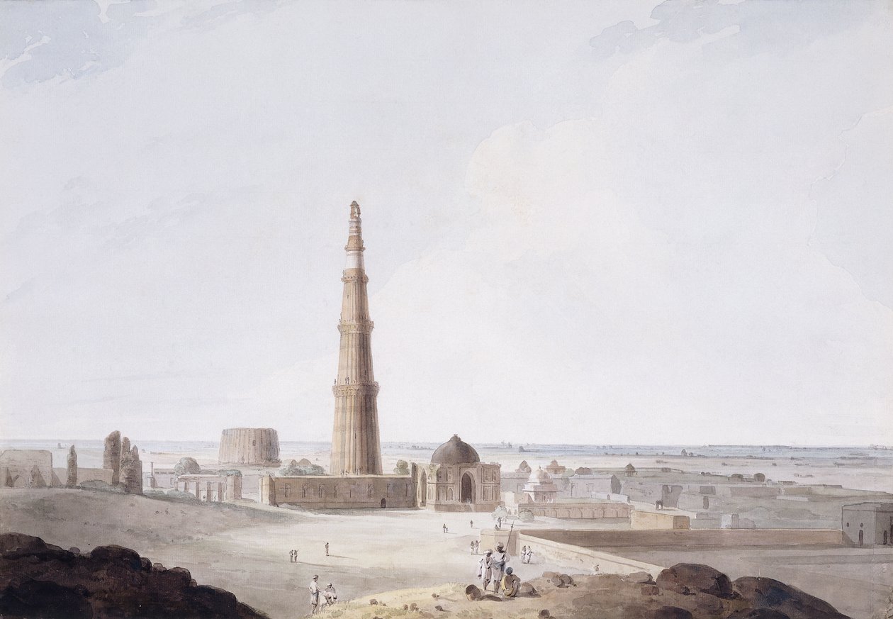 Qutb Minar, Delhi, ca. 1789 av Thomas Daniell