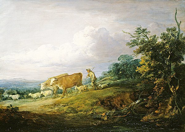 Landskap (olja på duk) av Thomas Gainsborough