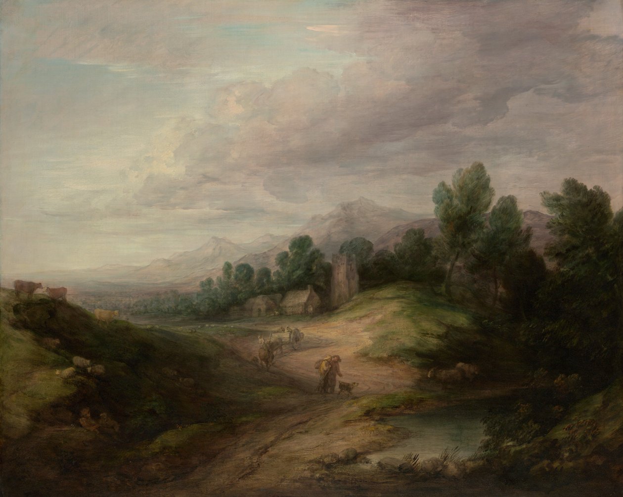 Skogbevuxen bergslandskap, troligen 1783. av Thomas Gainsborough