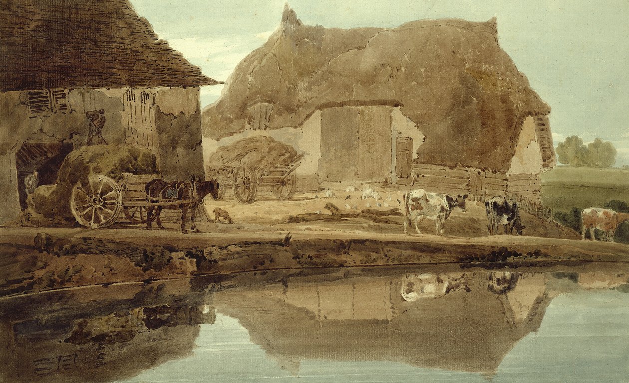 Phineas Borrets gård nära Saffron Walden av Thomas Girtin