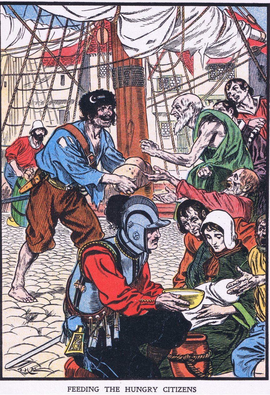Mata de hungriga medborgarna (färglitografi) av Thomas Heath Robinson