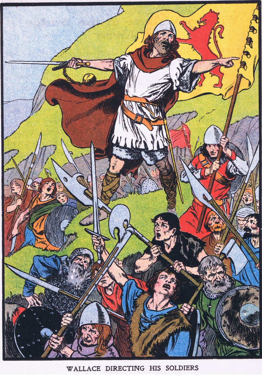 Wallace dirigerar sina soldater (färglitografi) av Thomas Heath Robinson