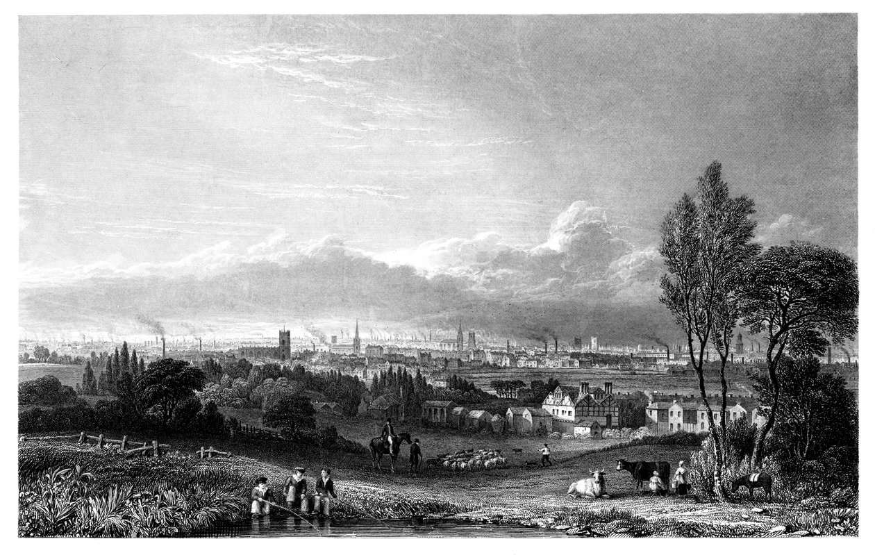 Utsikt över Manchester, 1844. av Thomas Higham