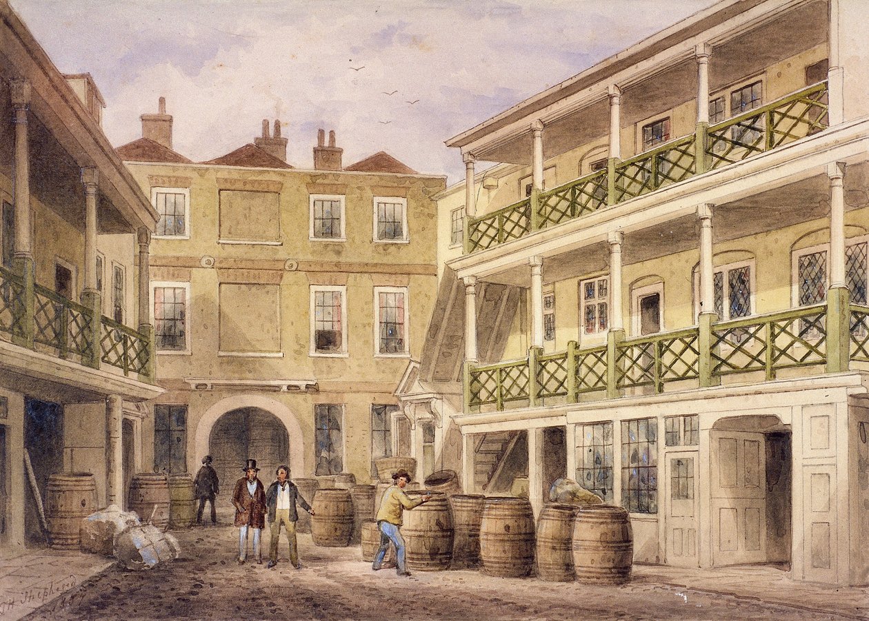 Bell Inn, Aldersgate Street, London, 1857 av Thomas Hosmer Shepherd