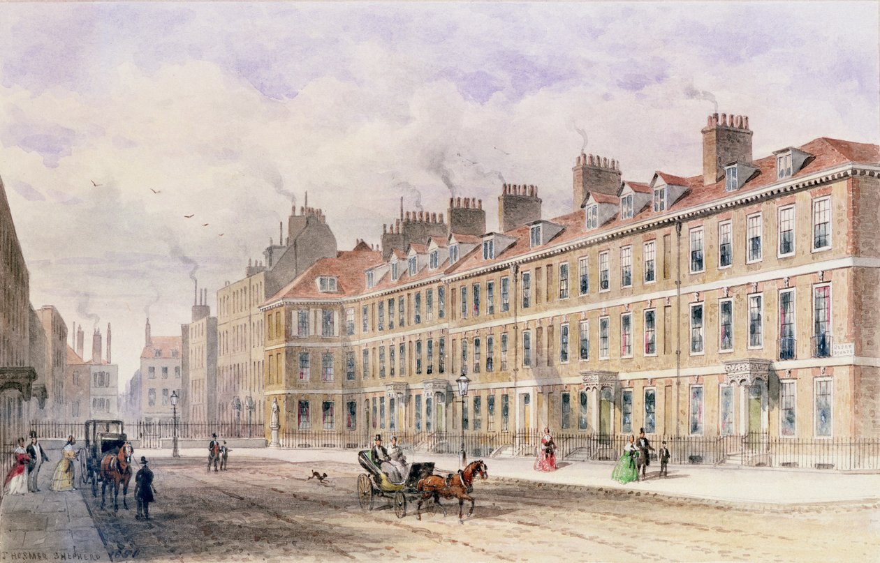 Södra sidan av Queen Square, 1851 av Thomas Hosmer Shepherd