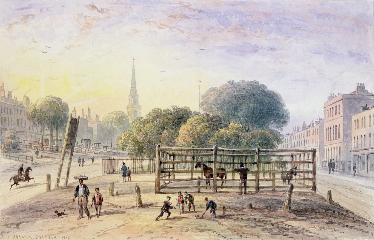 Utsikt över Islington Pound, 1850 av Thomas Hosmer Shepherd