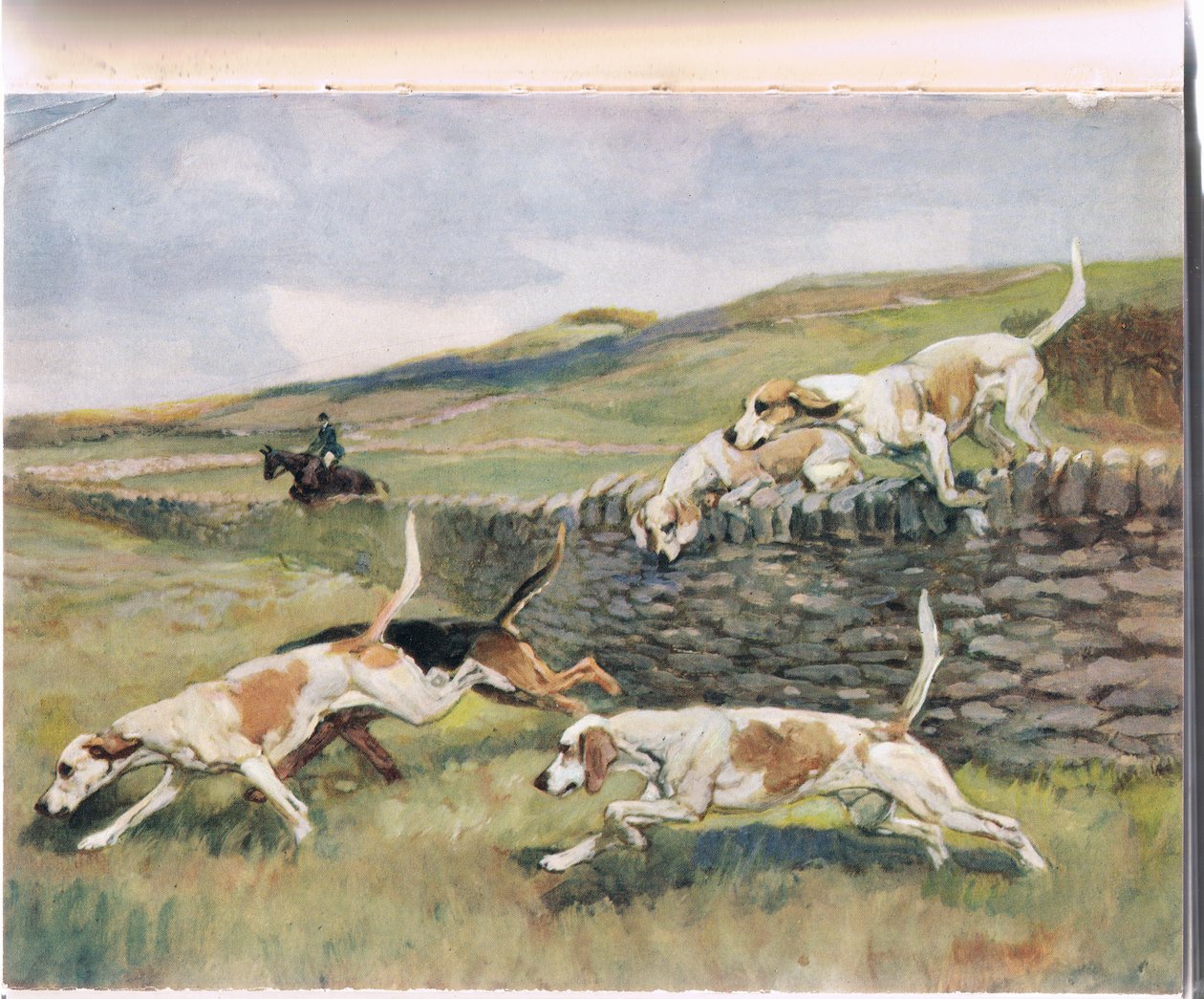 Crossing the Wall, illustration från "Hounds" av Thomas Ivester Lloyd