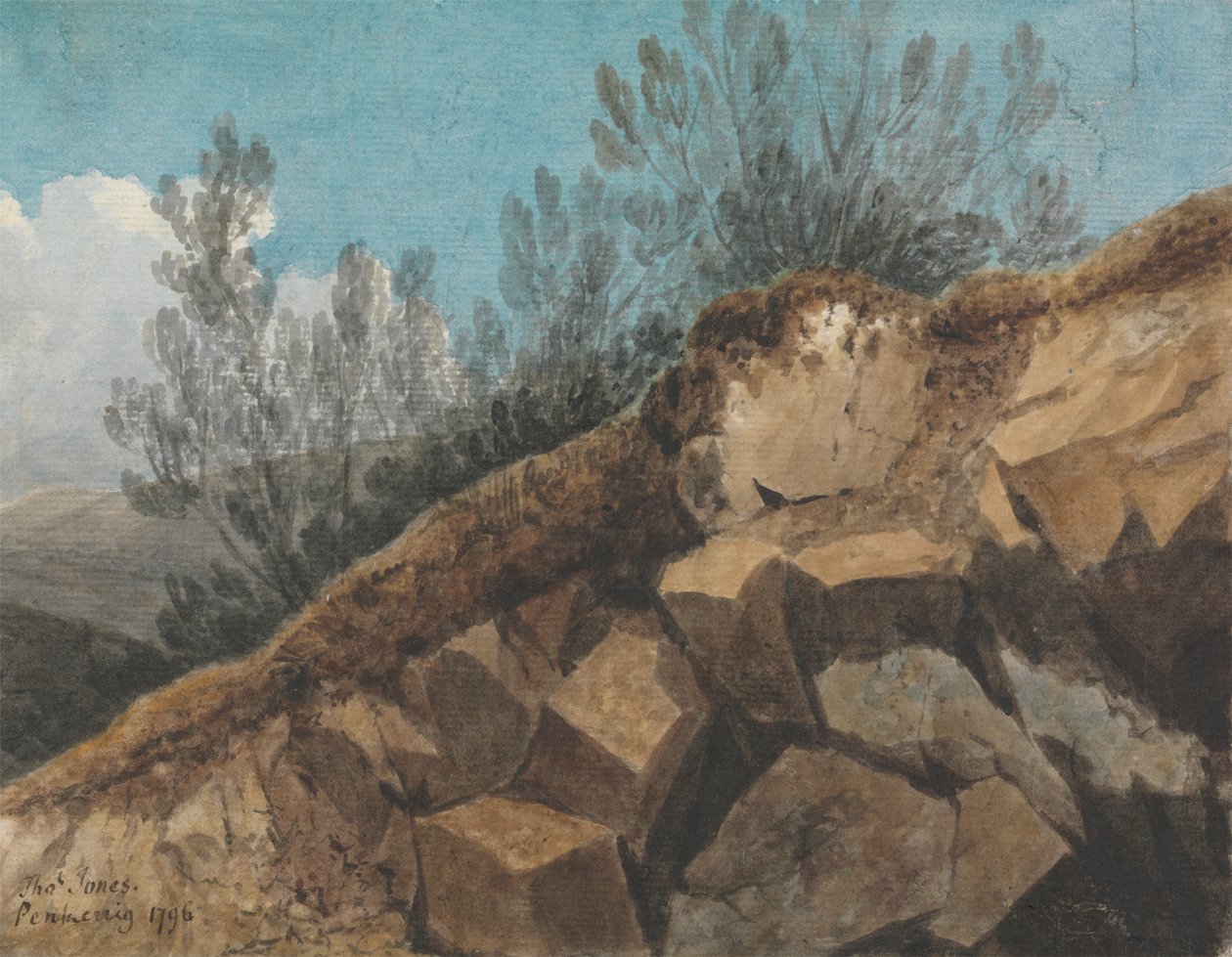 Study of Rocks, nära Pencerrig, Wales av Thomas Jones