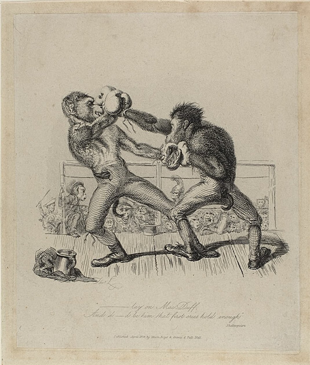 Monkeys Boxing, från Monkey-ana av Thomas Landseer