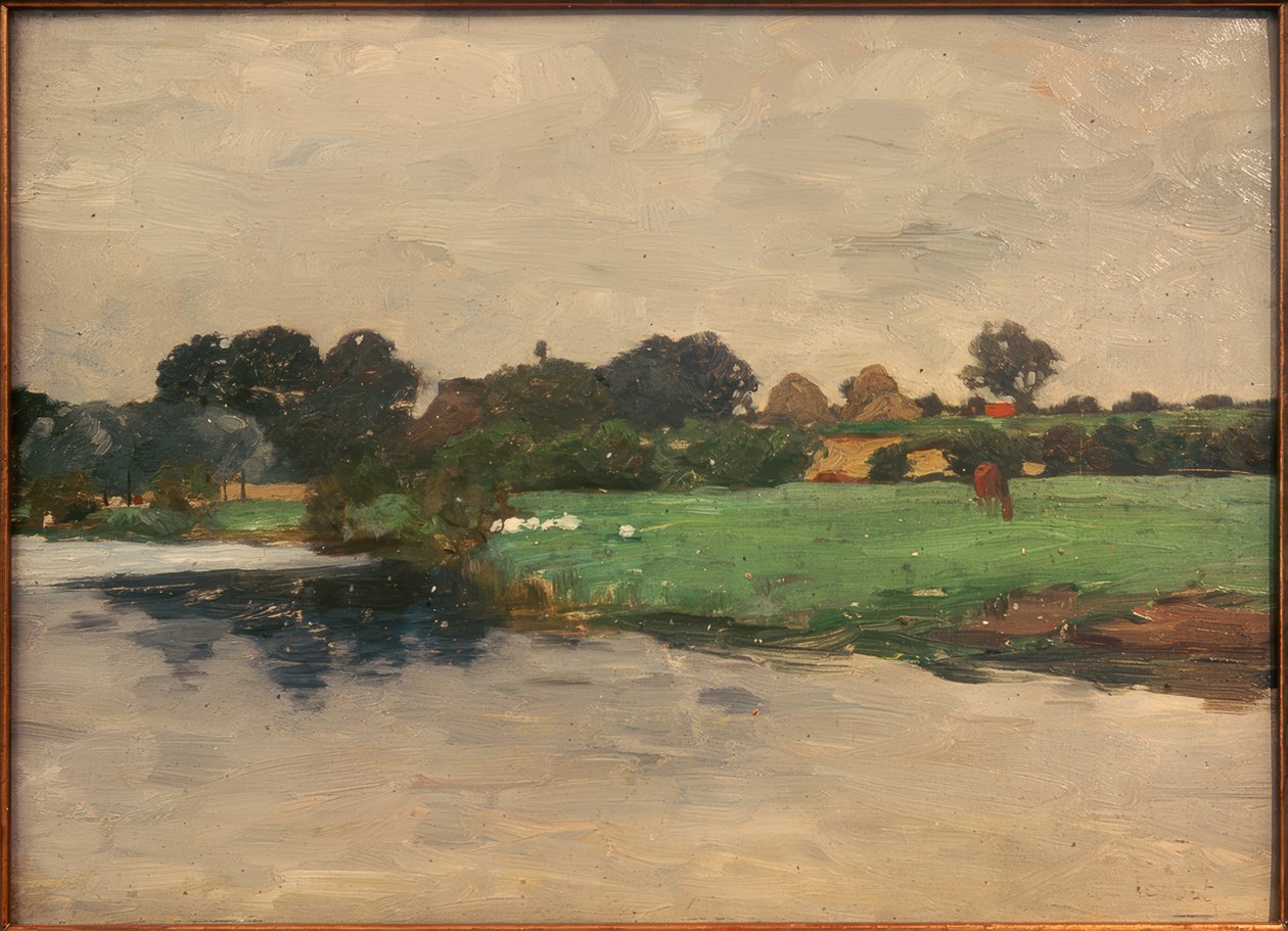 Flodlandskap nära Hamburg av Thomas Ludwig Herbst
