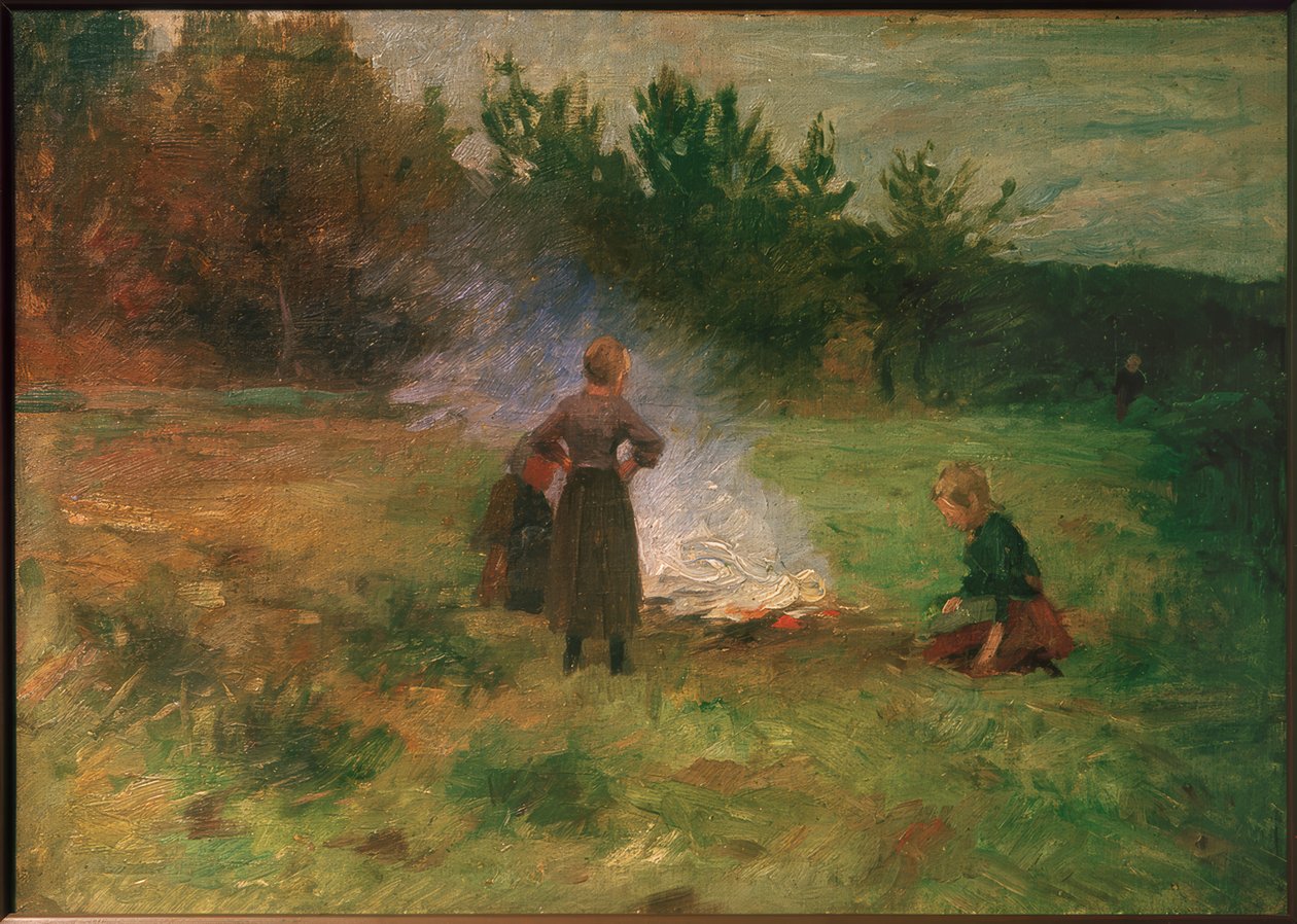 Flickor runt lägerelden av Thomas Ludwig Herbst