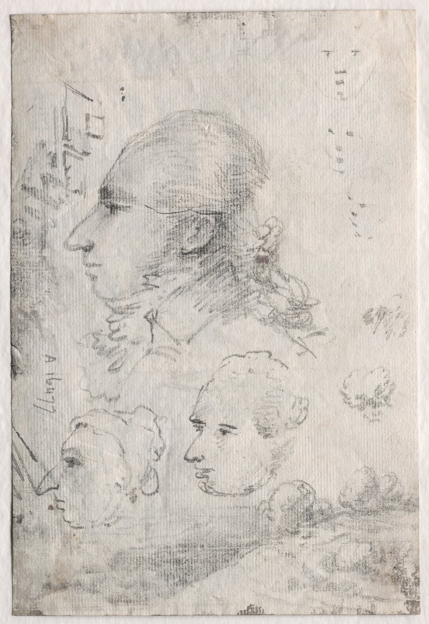 Studier av huvuden (verso) av Thomas Monro