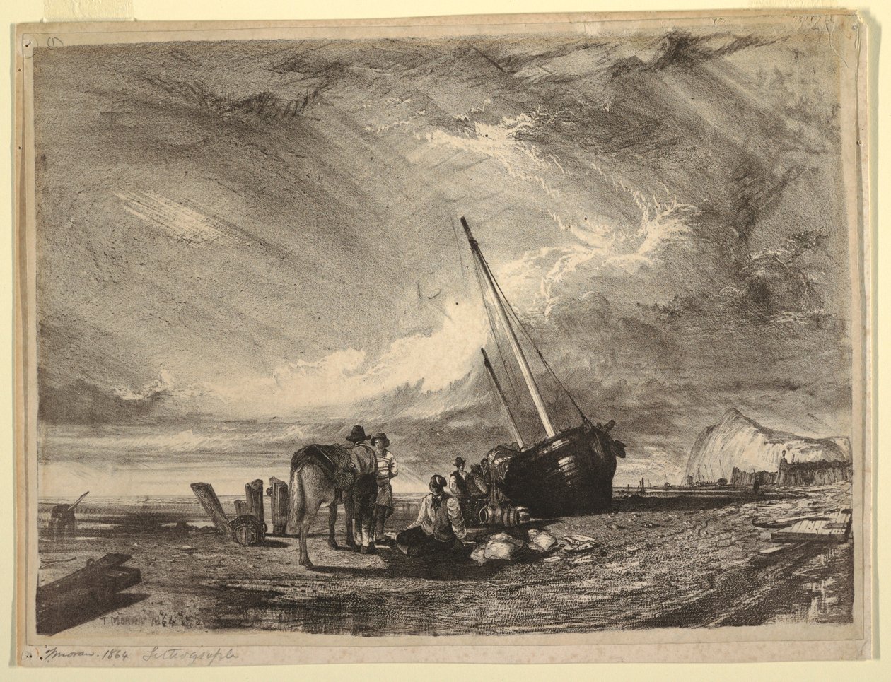 Strandad fiskebåt av Thomas Moran
