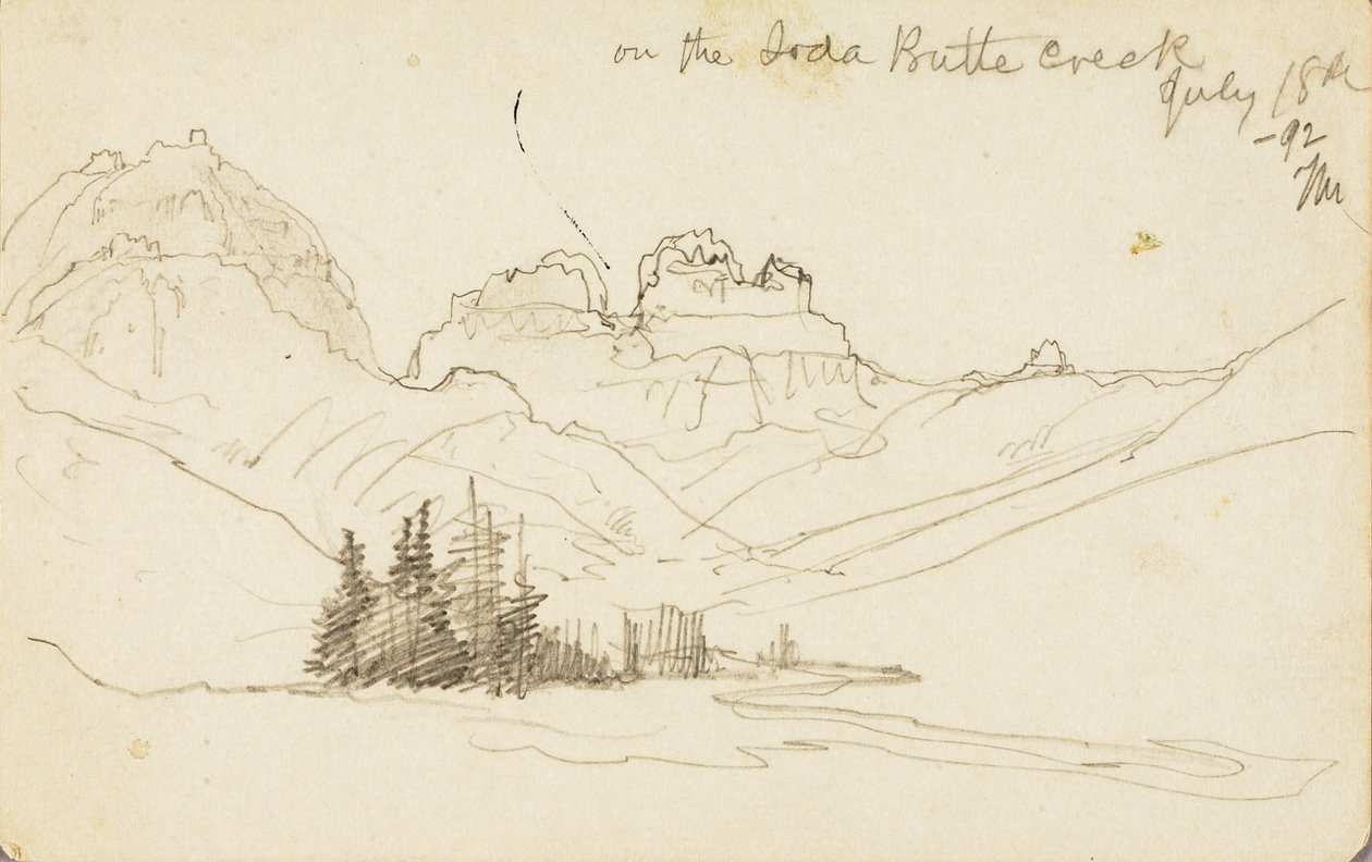 På floden Soda Butte Creek av Thomas Moran