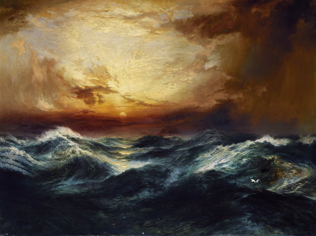 Solnedgång efter en storm, 1901 av Thomas Moran