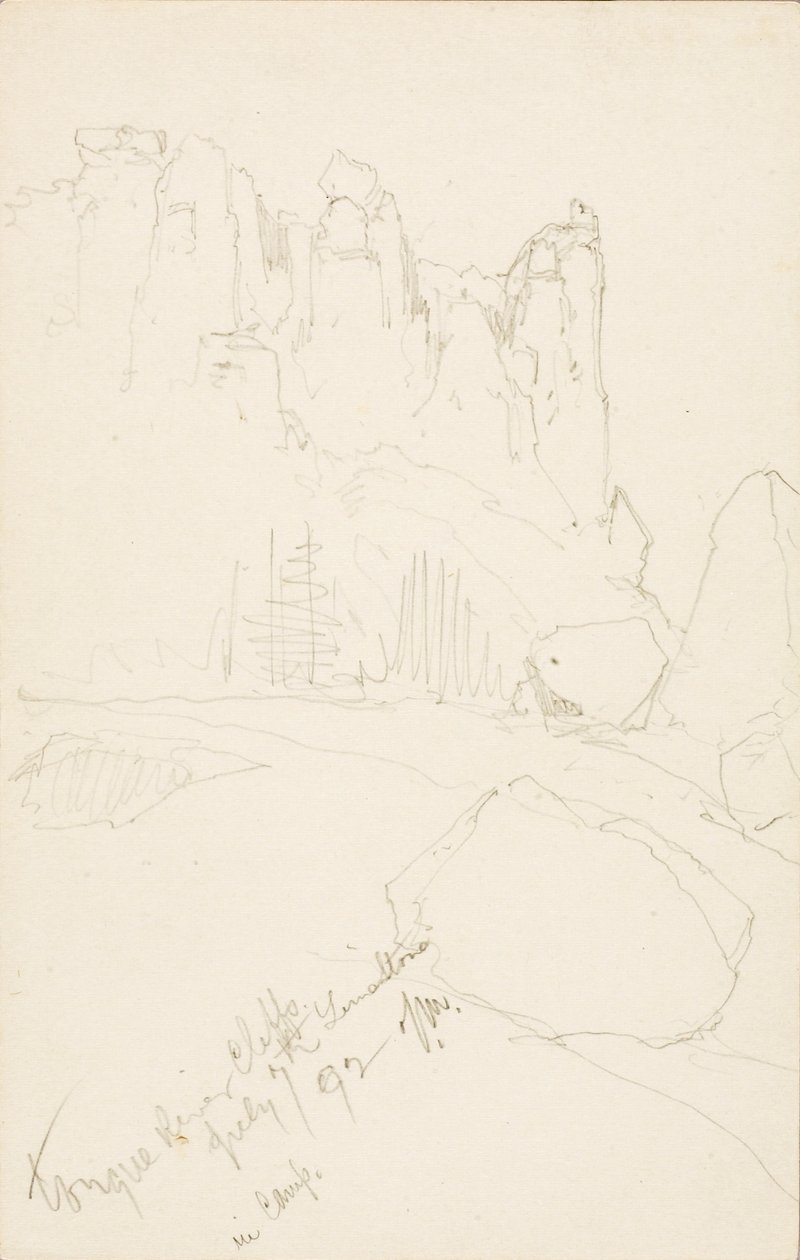 Tongue River Cliffs (i lägret) av Thomas Moran