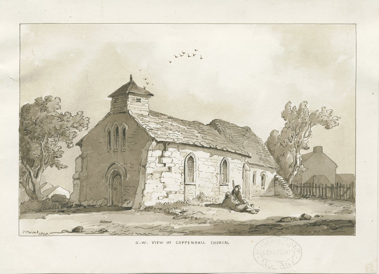 Coppenhall Church: sepiateckning av Thomas Peploe Wood