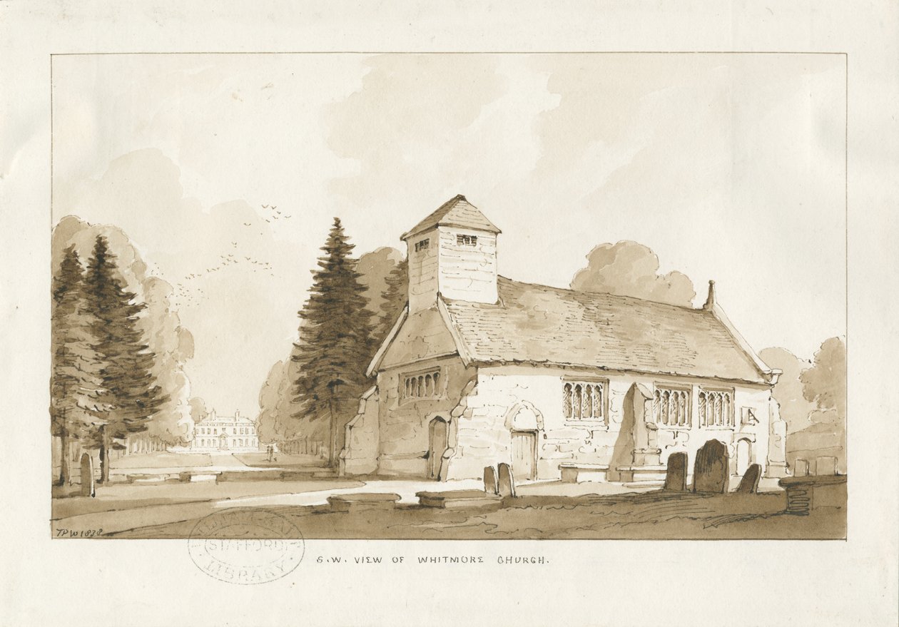 Whitmore Church: sepiateckning av Thomas Peploe Wood