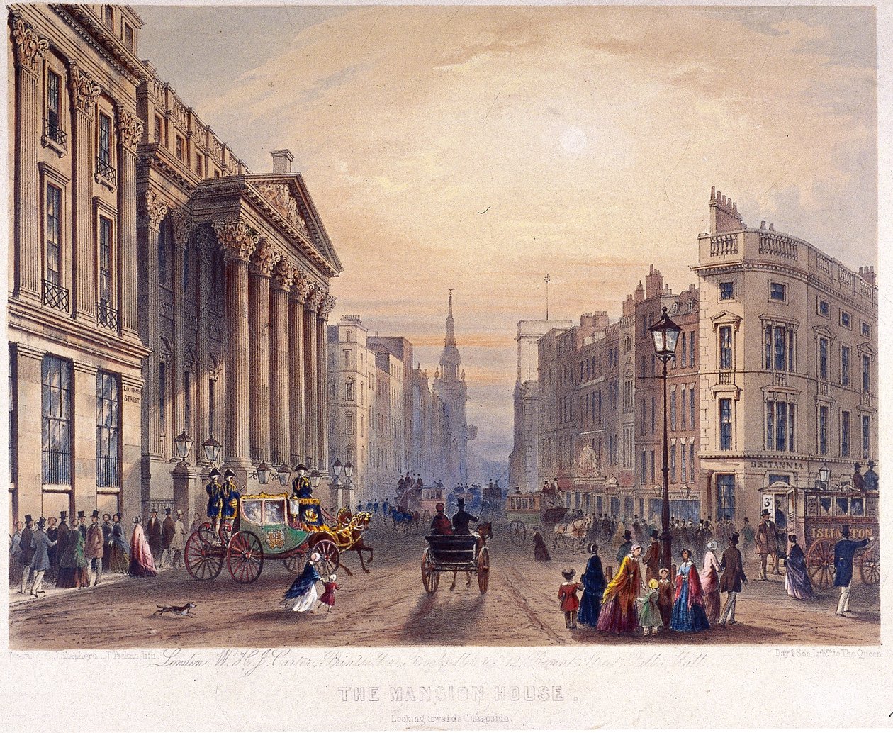 Mansion House exteriör, London, 1851 av Thomas Picken