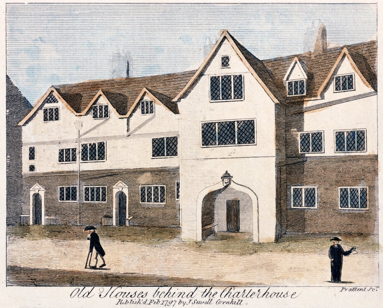 Hus bakom Charterhouse Hospital, London, 1797. av Thomas Prattent