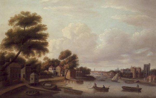 Utsikt över Themsen vid Lambeth Palace av Thomas Priest