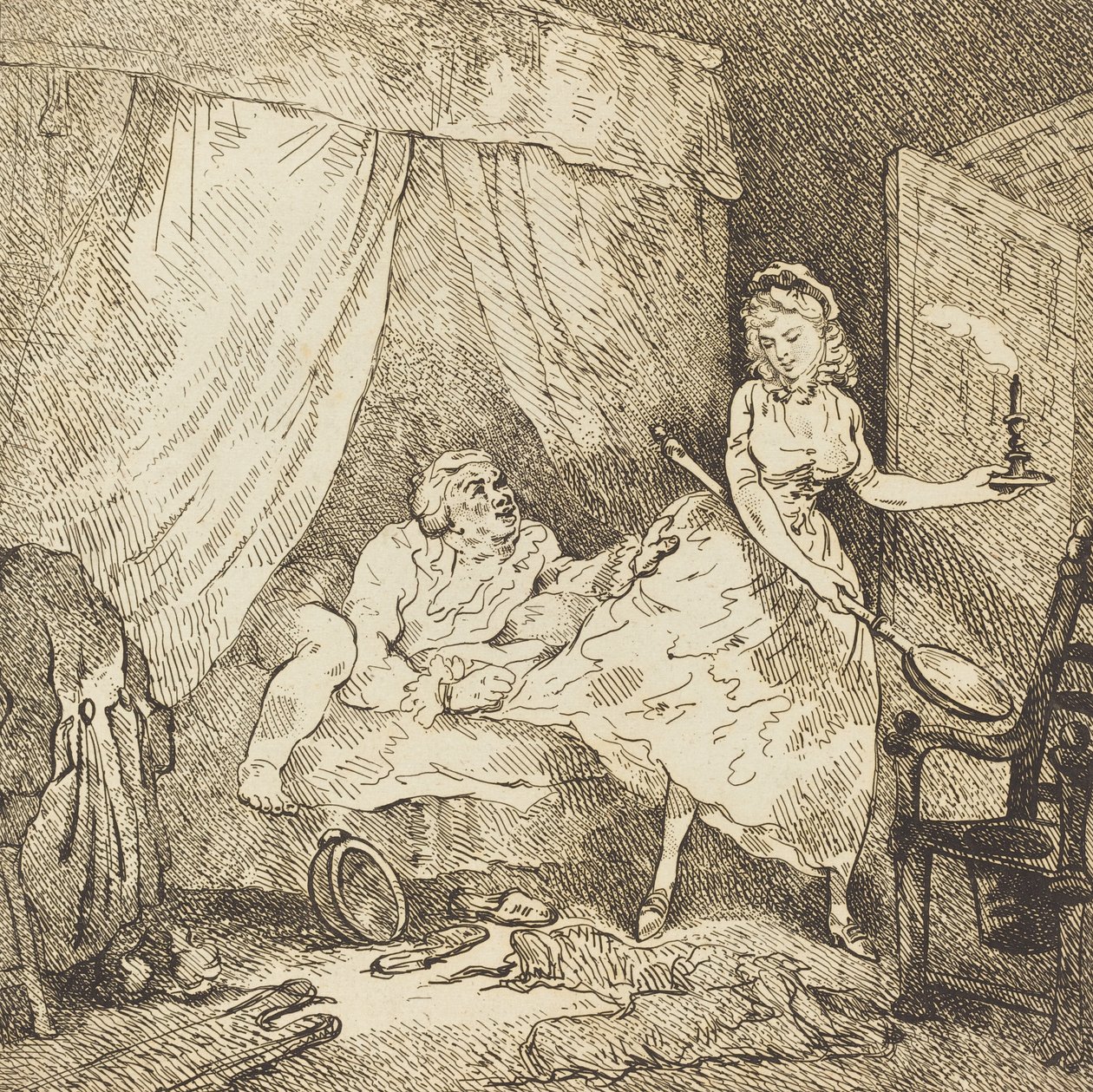 En sängvärmare, ca. 1785. av Thomas Rowlandson