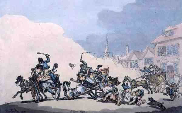A Cart Race, pub. av William Holland av Thomas Rowlandson