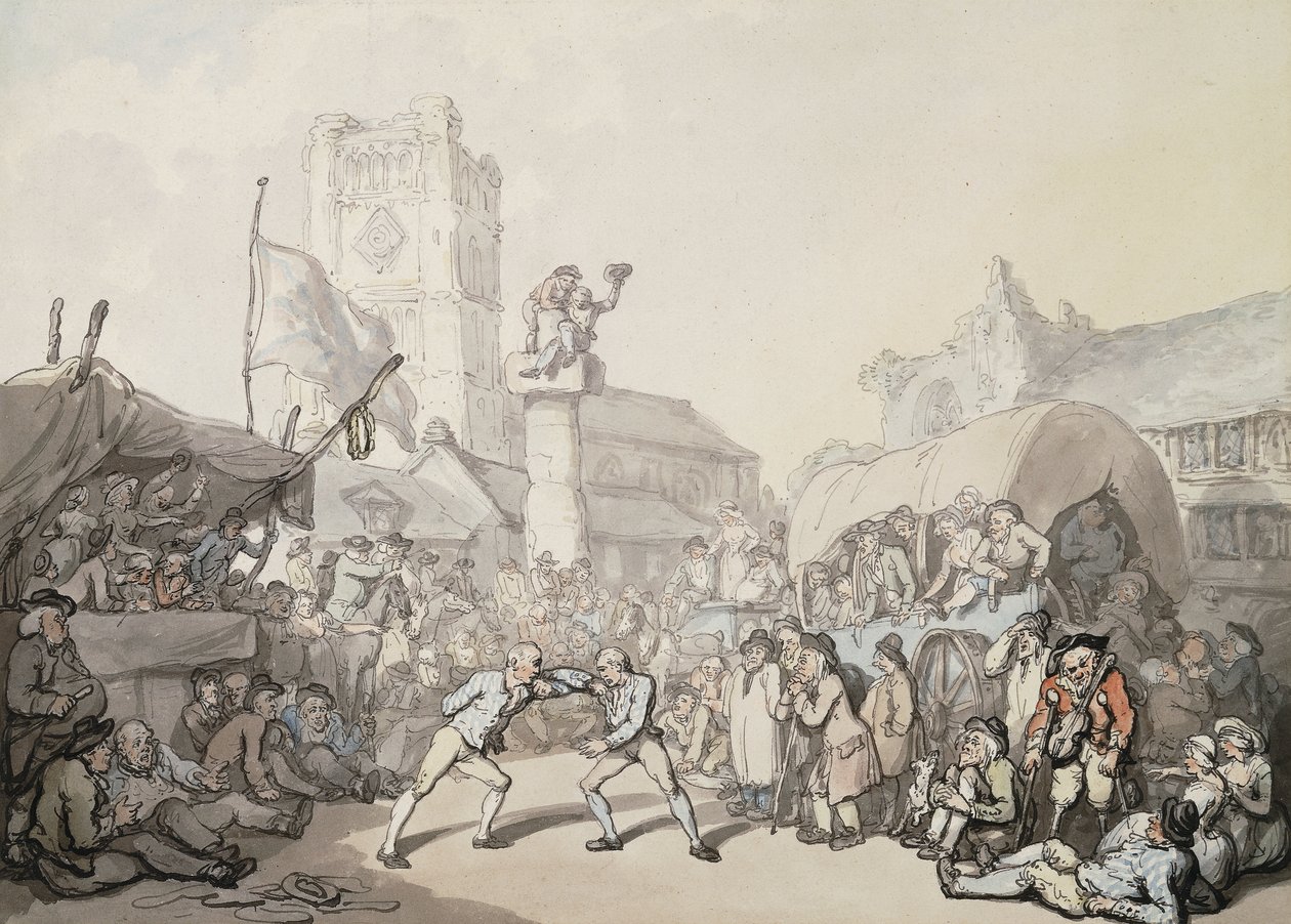 En brottningsmatch från Cornwall, av Thomas Rowlandson