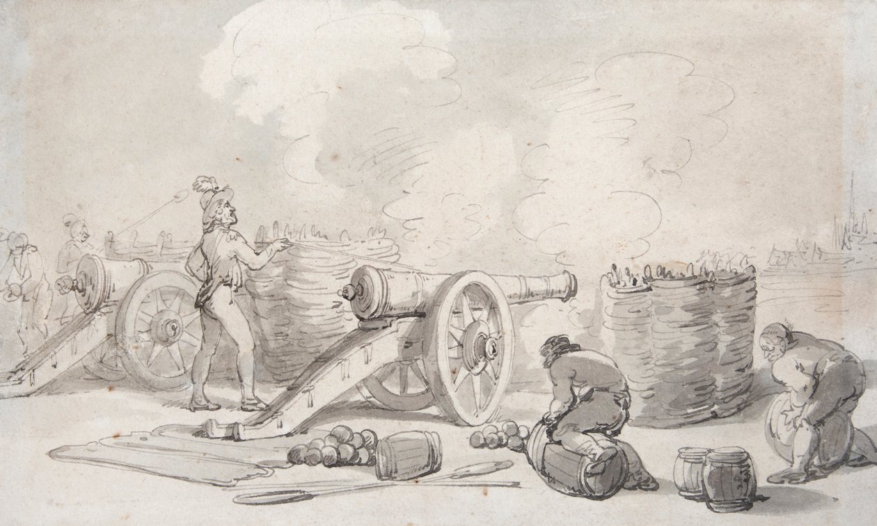 En fransk artilleridivision i aktion (akvarell) av Thomas Rowlandson